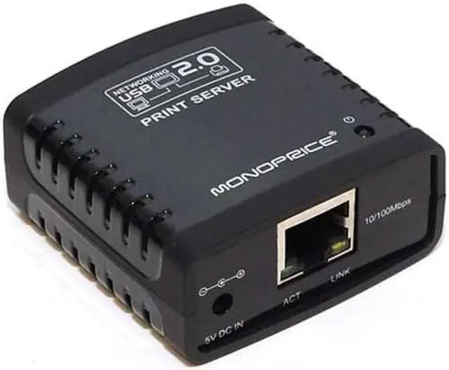 Alt view image 8 of 14 - Monoprice Networking USB 2.0 Print Server - Black