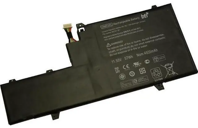 Alt view image 3 of 5 - BTI 4953 mAh 11.5 V DC Battery for Select HP Elitebook 1030 G2 Laptops OM03XLBTI