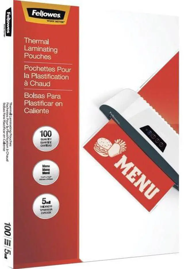 Alt view image 13 of 20 - Fellowes Thermal Laminating Pouches Menu 5 mil 100/Pack 5746001