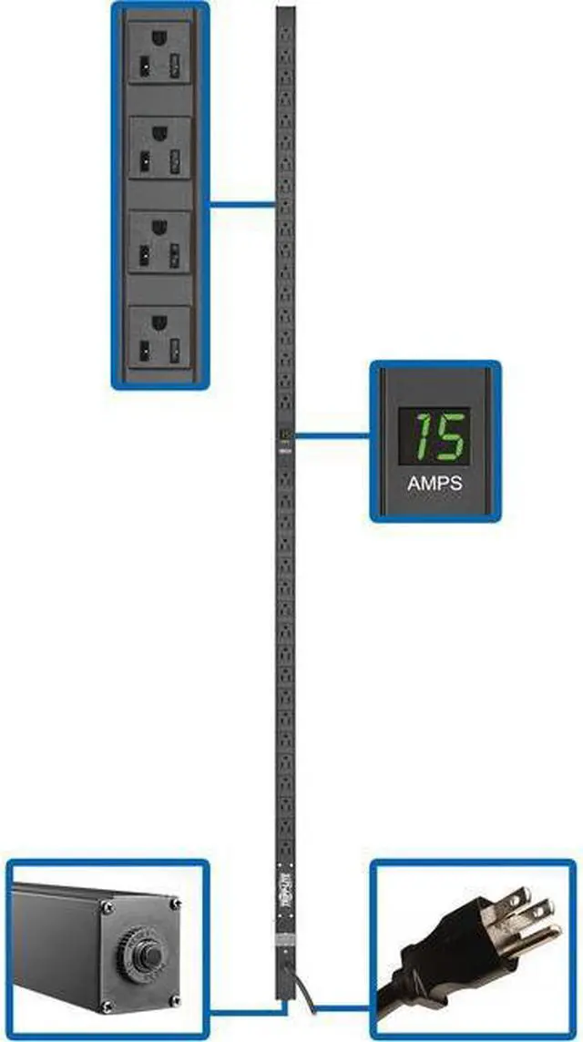 Alt view image 14 of 15 - Tripp Lite PDU Basic 120V 1.44kW 16 NEMA 5-15R 5-15P 0URM PDUV1548