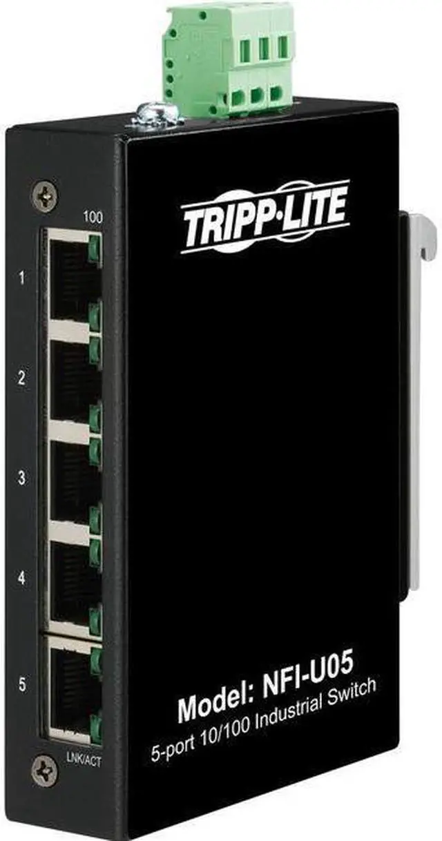 Alt view image 9 of 18 - Tripp Lite NFI-U05 Ethernet Switch - 5 Ports - Fast Ethernet - 10/100Base-T - TAA Compliant - 2 Layer Supported - 3 W Power Consumption - Twisted Pair - DIN Rail Mountable, Wall Mountable - 3 Year Lim