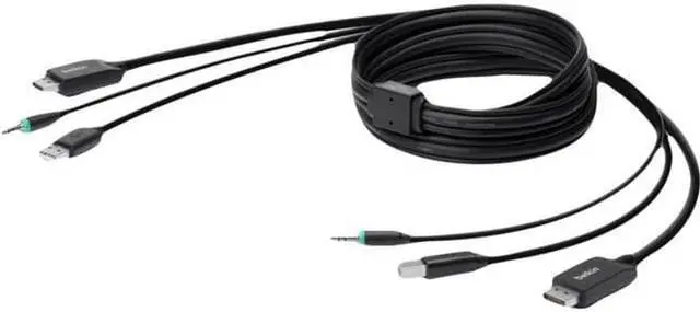 Alt view image 11 of 14 - Belkin 10ft Secure DisplayPort + USB A/B +Audio KVM Combo Cable F1D9019B10T