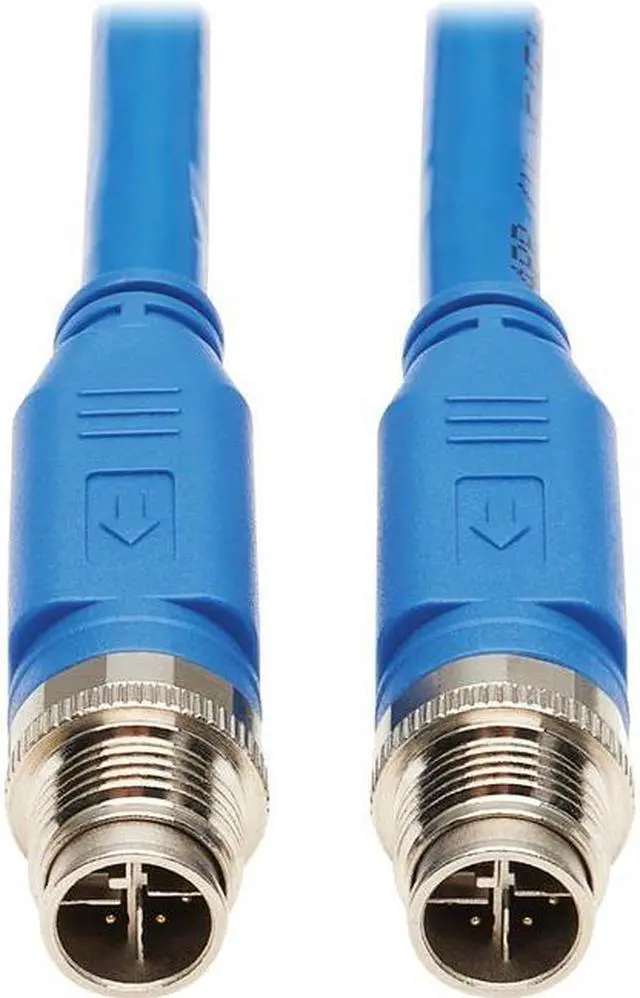 Main image of Tripp Lite M12 X-Code Cat6a Shielded Ethernet Cable, 10G F/UTP CMR-LP (M/M), IP68, 60W Power over Ethernet, Blue, 6.6 Feet / 2 Meters (NM12-6A1-02M-BL)