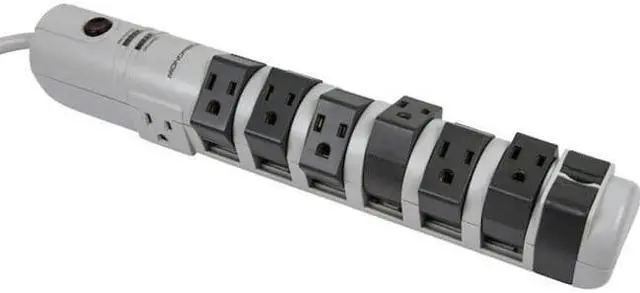 Alt view image 12 of 20 - Monoprice Power & Surge - 8 Outlet Rotating Surge Strip - Gray | UL Rated 2, 160 Joules with Grounded and Protected Light Indicator