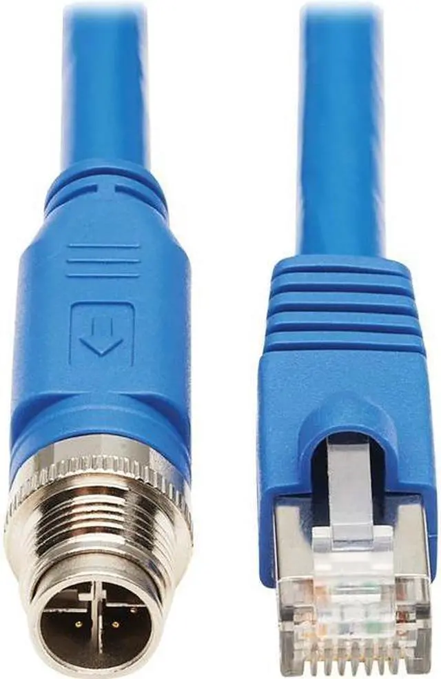 Main image of Tripp Lite M12 X-Code Cat6a Shielded Ethernet Cable, M12/RJ45 Cable, 10G F/UTP CMR-LP (M/M), IP68, 60W Power over Ethernet, Blue, 9.8 Feet / 3 Meters (NM12-6A2-03M-BL)