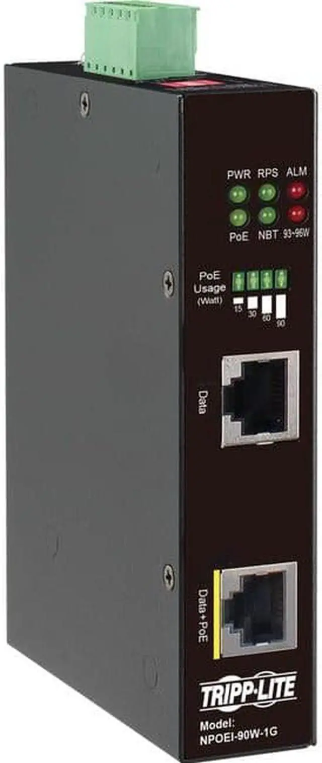 Alt view image 2 of 11 - Tripp Lite Gigabit Ethernet PoE Injector Industrial 90W PoE++ 1-Port NPOEI90W1G