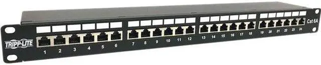 Main image of Tripp Lite 24-Port Cat6a Shielded Patch Panel - 10 Gbps, STP, 110 Punch Down, RJ45, 1U, TAA