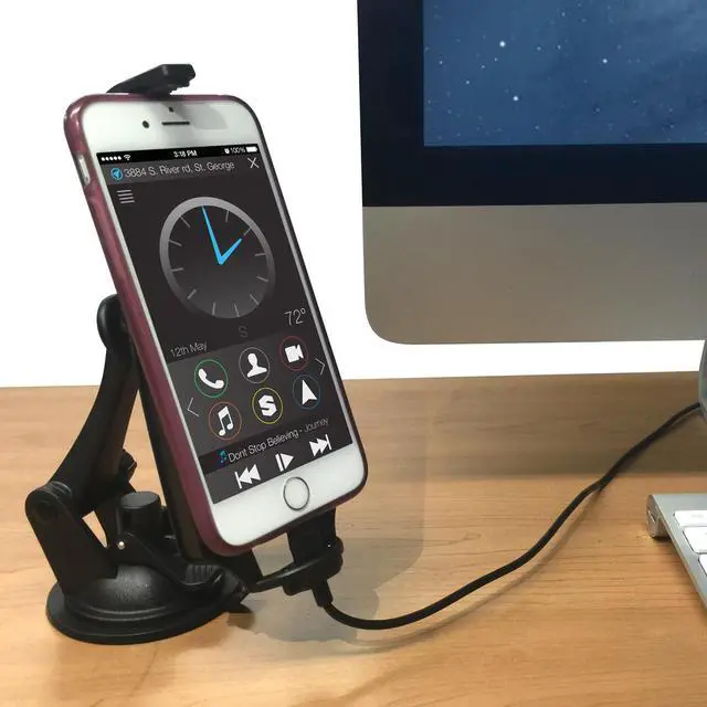 Alt view image 3 of 5 - iBOLT iPro2 MFI Approved Car Dock/Desk Dock/Mount/Holder/for iPhone 13 Pro/ 13 Max/ 12 / 11/ 10 MAX/X / 8/8 Plus with Integrated 2 Meter Lightning Connector
