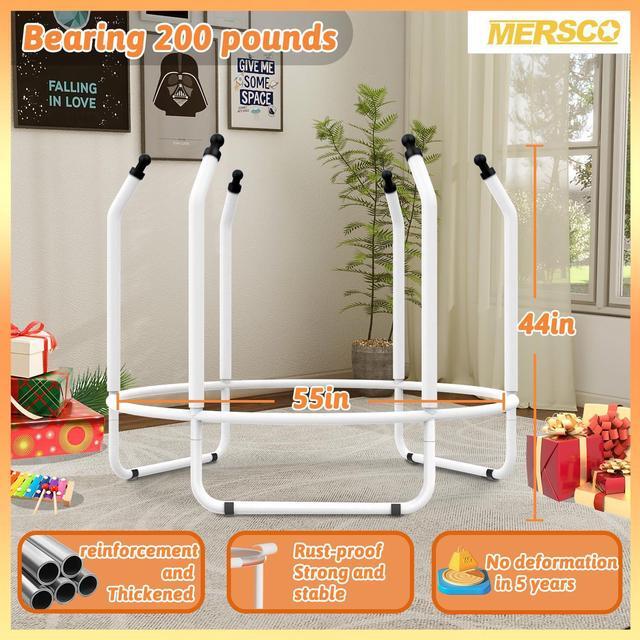 Alt view image 2 of 7 - Mersco 55" Mini Toddler Trampoline for Kids Ages 1+ Indoor & Outdoor Trampoline with Net Small Children Trampolines with Basketball Hoop,Baby Toys Gifts for Boys Girls Christmas Birthday, Orange