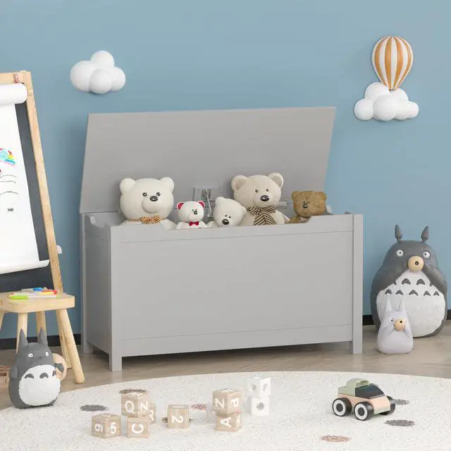 Alt view image 5 of 7 - Mersco Wooden Kids Toy Box Storage Organizer with Lids,Large Toy Chest for Kids Baby Toddler-Toy Storage Bins Outdoor & Indoor Nursery Organizer,Wood Chest for Bedroom Living Room,Gray