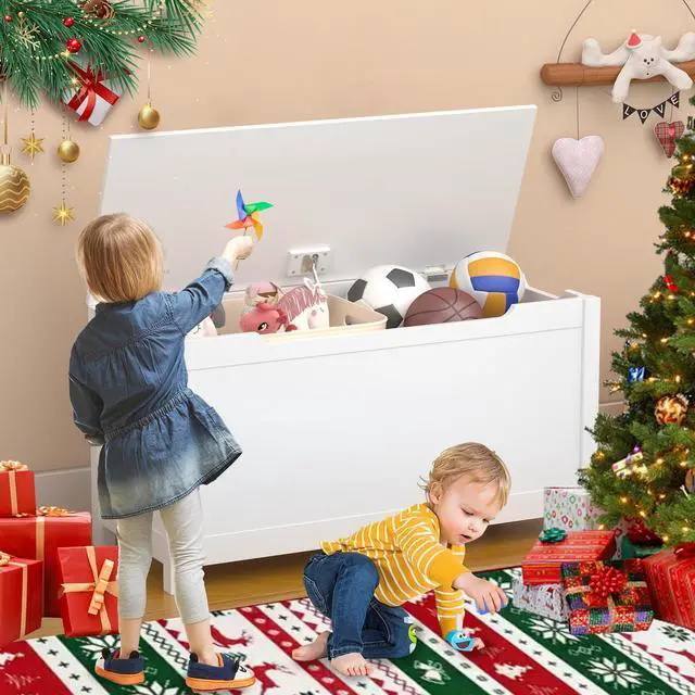 Main image of Mersco Wooden Kids Toy Box Storage Organizer with Lids,Large Toy Chest for Kids Baby Toddler-Toy Storage Bins Outdoor & Indoor Nursery Organizer,Wood Chest for Bedroom Living Room,White