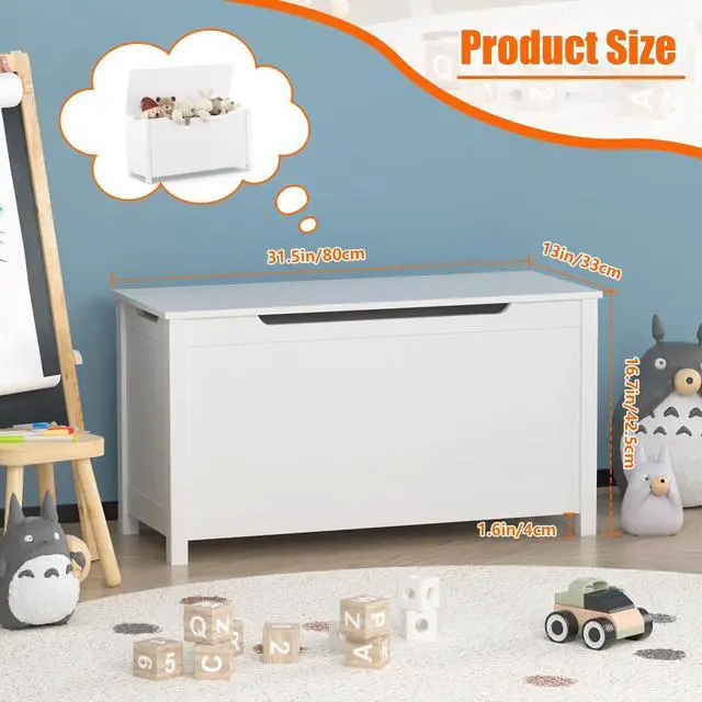 Alt view image 2 of 7 - Mersco Wooden Kids Toy Box Storage Organizer with Lids,Large Toy Chest for Kids Baby Toddler-Toy Storage Bins Outdoor & Indoor Nursery Organizer,Wood Chest for Bedroom Living Room,White