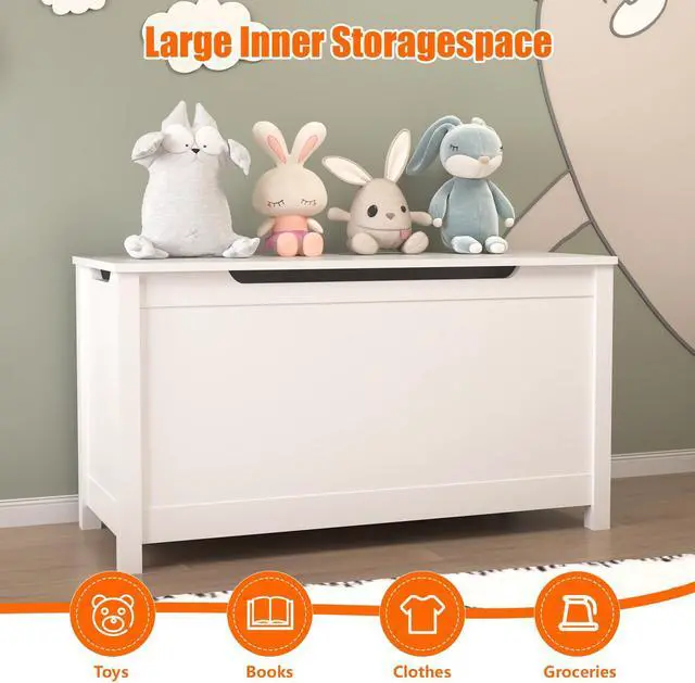 Alt view image 5 of 7 - Mersco Wooden Kids Toy Box Storage Organizer with Lids,Large Toy Chest for Kids Baby Toddler-Toy Storage Bins Outdoor & Indoor Nursery Organizer,Wood Chest for Bedroom Living Room,White