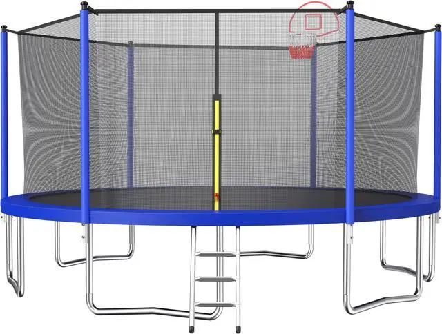 Alt view image 2 of 7 - Trampoline 1500 LBS 15FT Outdoor Trampoline with Safety Enclosure Net, Backyard Trampoline, Recreational Heavy-Duty Trampoline for Kids Adult Basketball Hoop, Basketball-ASTM Approved