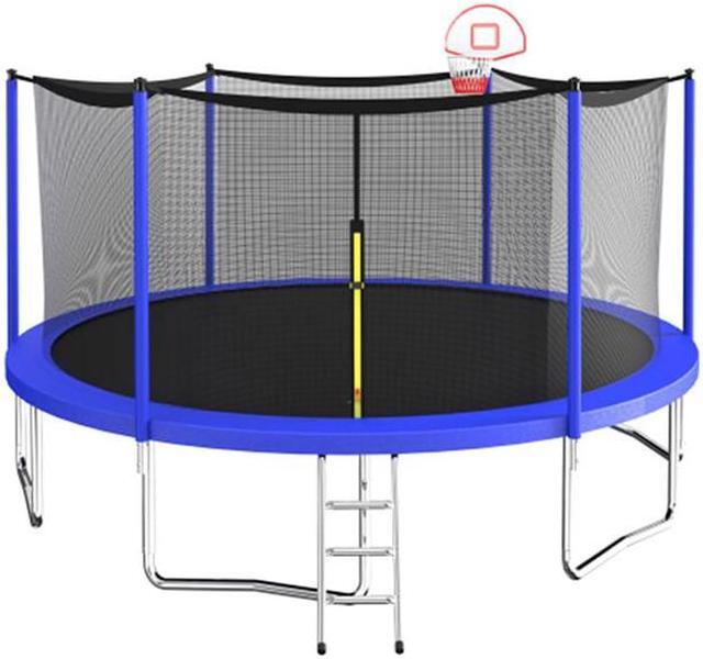 Alt view image 2 of 7 - 14FT Indoor Trampoline for Kids Outdoor Play for Kids Trampoline Basketball Hoop Attachment with Enclosure Net Easy to Assemble Recreational Trampoline