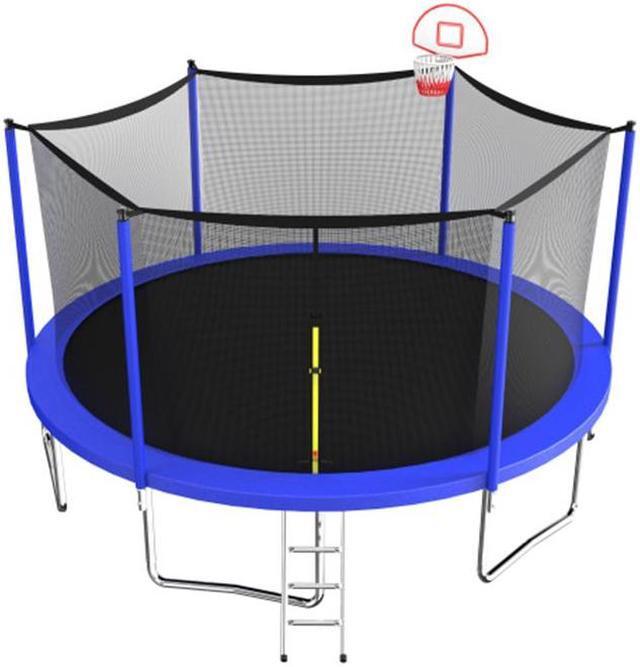 Alt view image 3 of 7 - 14FT Indoor Trampoline for Kids Outdoor Play for Kids Trampoline Basketball Hoop Attachment with Enclosure Net Easy to Assemble Recreational Trampoline