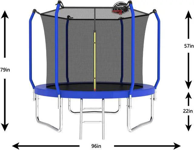 Alt view image 3 of 7 - Mersco 8FT/10FT/12FT/14FT Kid Trampoline Outdoor With Basketbal & Hoop, Airpump, Rebounder Trampoline For Kids And Adults With Safety Enclosure Net & Ladder,Ideal Kids Gifts For New Year And Birthday