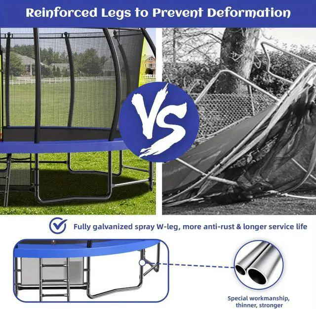 Alt view image 6 of 7 - Mersco 15FT Kid Trampoline Outdoor With Basketbal & Hoop, Airpump, Pumpkin Rebounder Trampoline For Kids And Adults With Safety Enclosure Net & Ladder,Ideal Kids Gifts For New Year And Birthday