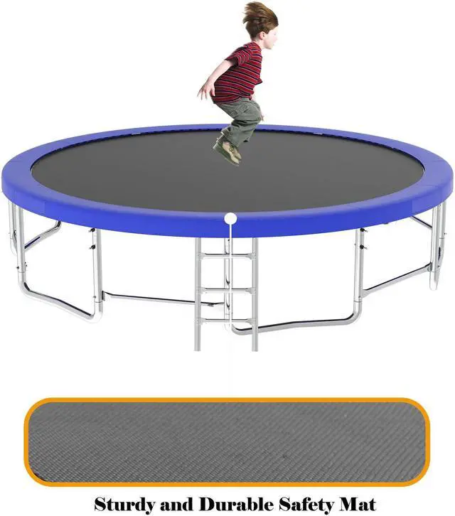 Alt view image 6 of 7 - Mersco 16FT Kid Trampoline Outdoor With Basketbal & Hoop, Airpump, Straight Pole Rebounder Trampoline For Kids And Adults With Safety Enclosure Net & Ladder, New Year And Birthday Gift Green