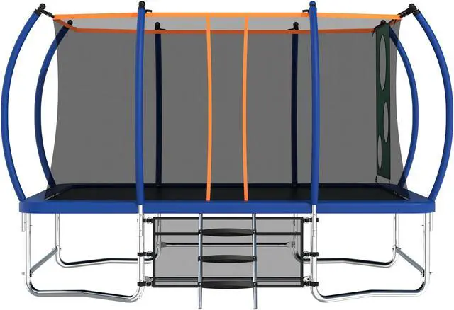 Alt view image 6 of 7 - Mersco 8x14FT Rectangle Trampoline with Football Bag and Enclosure Net, Outdoor Rectangular Trampolines for Kids Adults, ASTM Approved Square Bounce Gymnastics Trampoline, 1760LBS Load-Bearing