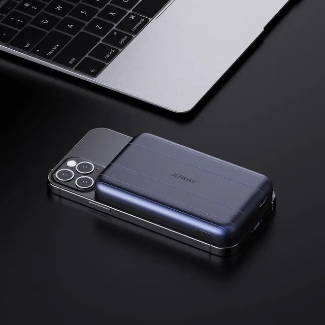 Alt view image 4 of 7 - JOWAY JP281 10000mAH magnetic power bank Suitable for iphone 11/12 Huawei P30 Blue