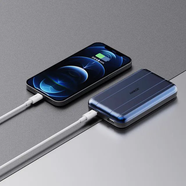 Alt view image 7 of 7 - JOWAY JP281 10000mAH magnetic power bank Suitable for iphone 11/12 Huawei P30 Blue