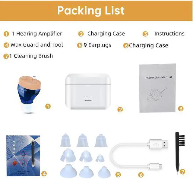 Alt view image 7 of 7 - IncenSonic Rechargeable Hearing Aid Sound Amplifier in-the-Canal (ITC) Preconfigured Full Digital Hearing Amplifier for the Mild-moderate Hard of Hearing Individuals (Set of 1 Pair)