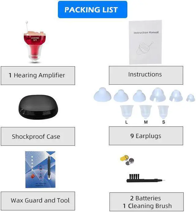 Alt view image 6 of 7 - IncenSonic Hearing Aid Amplifiers for Seniors Adults Noise-Cancelling - a tiny one-piece completely-in-the-canal (CIC) Invisible Adjustable Tone Voice Sound Amplifiers (Set of 1 Pair)