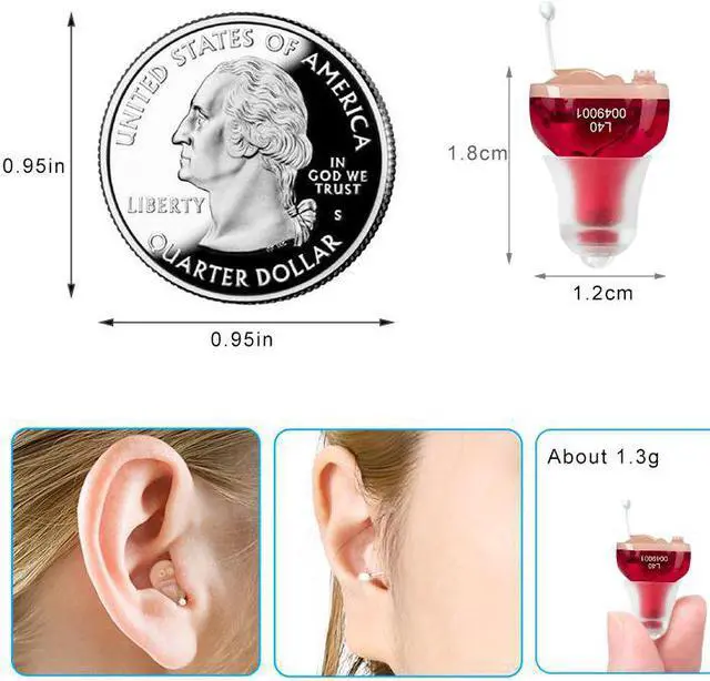 Alt view image 3 of 7 - IncenSonic Hearing Aid Amplifiers for Seniors Adults Noise-Cancelling - a tiny one-piece completely-in-the-canal (CIC) Invisible Adjustable Tone Voice Sound Amplifiers (Set of 1 Pair)