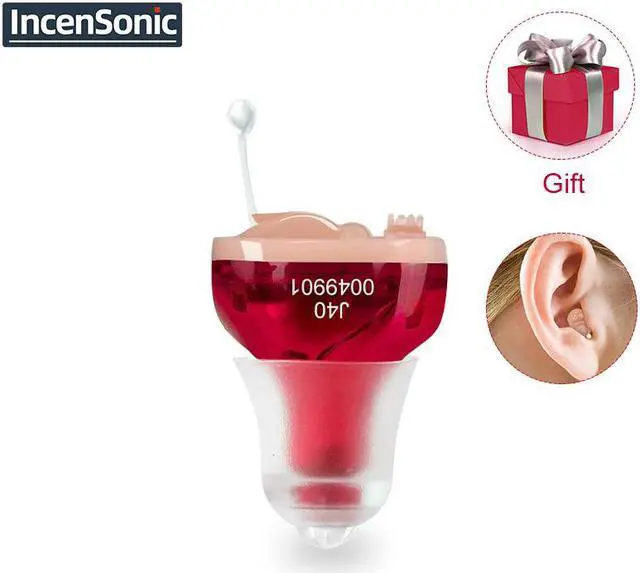 Main image of IncenSonic Hearing Aid Sound Amplifiers for Seniors Adults Noise-Cancelling - a tiny one-piece completely-in-the-canal (CIC) Invisible Adjustable Tone Voice Amplifiers J40 (Set of 1 Pair)