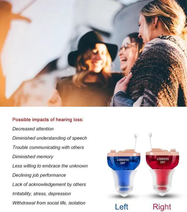 Alt view image 4 of 6 - IncenSonic Hearing Aid Sound Amplifiers for Seniors Adults Noise-Cancelling - a tiny one-piece completely-in-the-canal (CIC) Invisible Adjustable Tone Voice Amplifiers J40 (Set of 1 Pair)