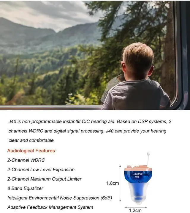 Alt view image 5 of 6 - IncenSonic Hearing Aid Sound Amplifiers for Seniors Adults Noise-Cancelling - a tiny one-piece completely-in-the-canal (CIC) Invisible Adjustable Tone Voice Amplifiers J40 (Set of 1 Pair)
