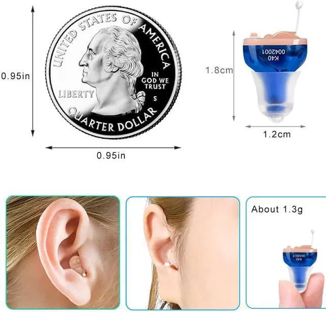 Alt view image 2 of 6 - IncenSonic Hearing Aid Sound Amplifiers for Seniors Adults 4 Cannal Noise-Cancelling - a tiny one-piece completely-in-the-canal (CIC) Invisible Adjustable Tone Voice Amplifiers K40 (Set of 1 Pair)