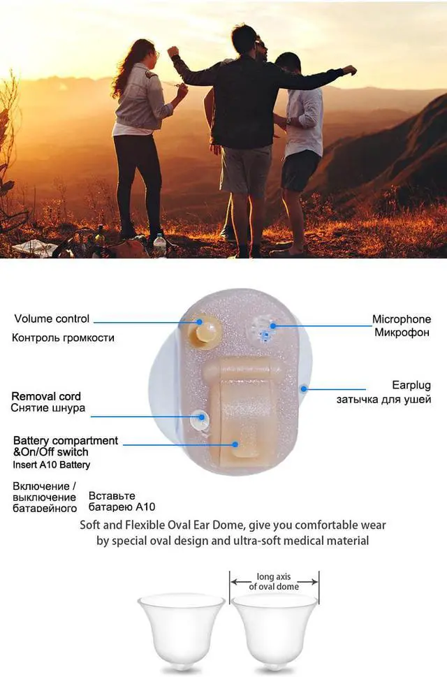 Alt view image 4 of 6 - IncenSonic Hearing Aid Sound Amplifiers for Seniors Adults 4 Cannal Noise-Cancelling - a tiny one-piece completely-in-the-canal (CIC) Invisible Adjustable Tone Voice Amplifiers K40 (Set of 1 Pair)