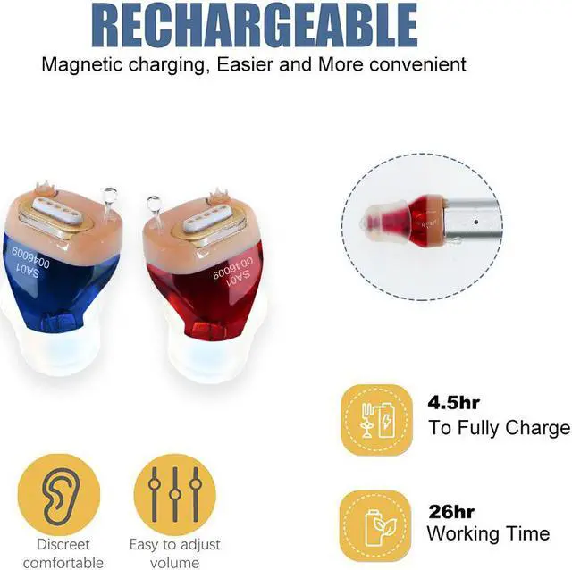 Alt view image 5 of 7 - Magnetic Charging Hearing Aids Wireless Invisible In Ear Mini Rechargeable Sound Amplifier for Elderly Care Deaf