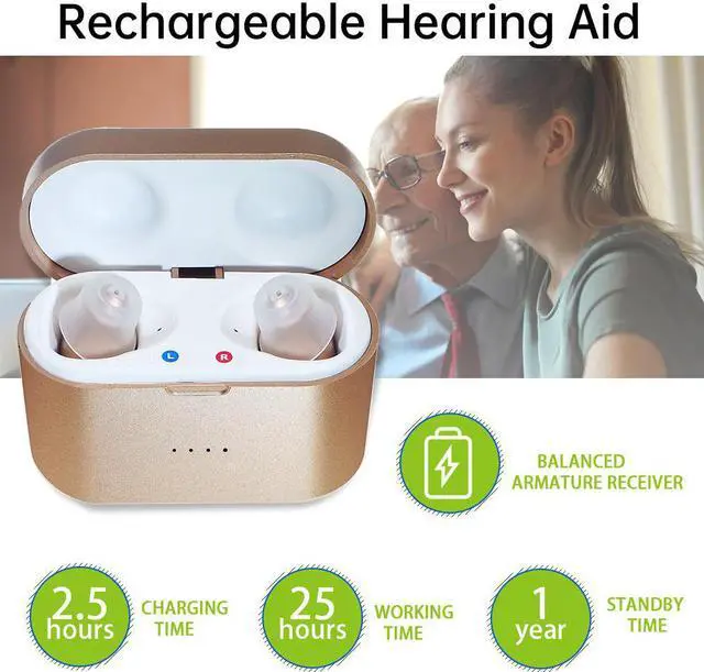 Alt view image 2 of 7 - 6 Cannel New Rechargeable Hearing Aids for Deafness/Elderly Adjustable Wireless Invisible Mini Ear Sound Amplifier with Charing Box