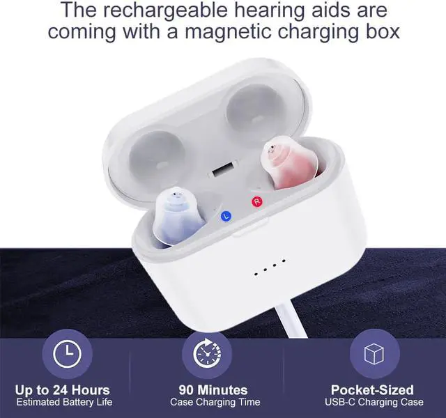 Alt view image 2 of 6 - Elderly Rechargeable Magnetic Hearing Aid USB Mini Inner Ear Portable Amplifier SR02 Adjustable Audio