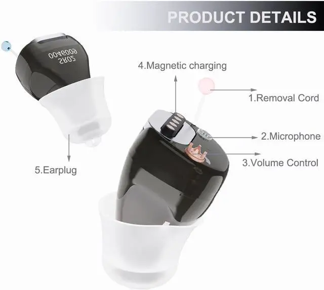 Alt view image 5 of 7 - Elderly Rechargeable Magnetic Hearing Aid USB Mini Inner Ear Portable Amplifier SR02 Adjustable Audio