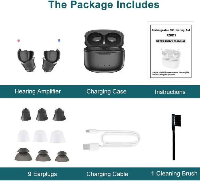 Alt view image 6 of 6 - Elderly Hearing Aids Noise Reduction CIC Rechargeable Mild To Moderate Hearing Loss Adult Comfort Digital Hearing Amplifier