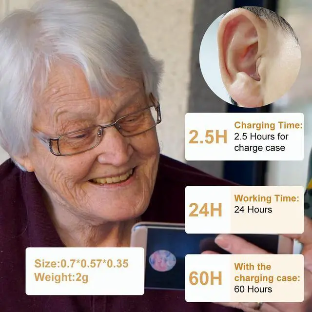 Alt view image 3 of 5 - Elderly Hearing Aids Noise Reduction CIC Rechargeable Mild To Moderate Hearing Loss Adult Comfort Digital Hearing Amplifier