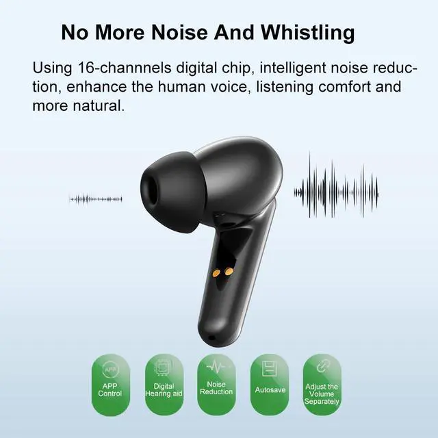 Alt view image 3 of 6 - IncenSonic Bluetooth Hearing Aid with APP Volume Adjustment, Compact Design, Single 8-Hour Battery Life, 24-Hour Use with Charging Box, Health & Personal Care