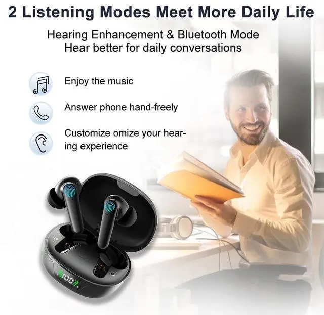 Alt view image 5 of 6 - IncenSonic Bluetooth Hearing Aid with APP Volume Adjustment, Compact Design, Single 8-Hour Battery Life, 24-Hour Use with Charging Box, Health & Personal Care