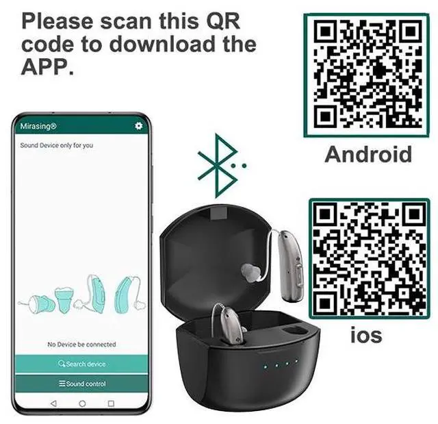 Alt view image 7 of 7 - Rechargeable Behind ear hearing aids, Bluetooth with App control (Ref: R03L1)