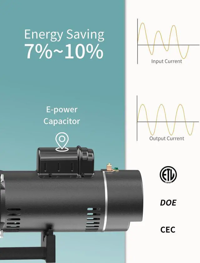 Alt view image 4 of 7 - 2.0HP 6420GPH Pool Pumps Above Ground and Inground, 115v/230v Dual Voltage Swimming Pool Pumps, Super Power, Salt/Fresh Water, IP44 Waterproof, Energy Saving