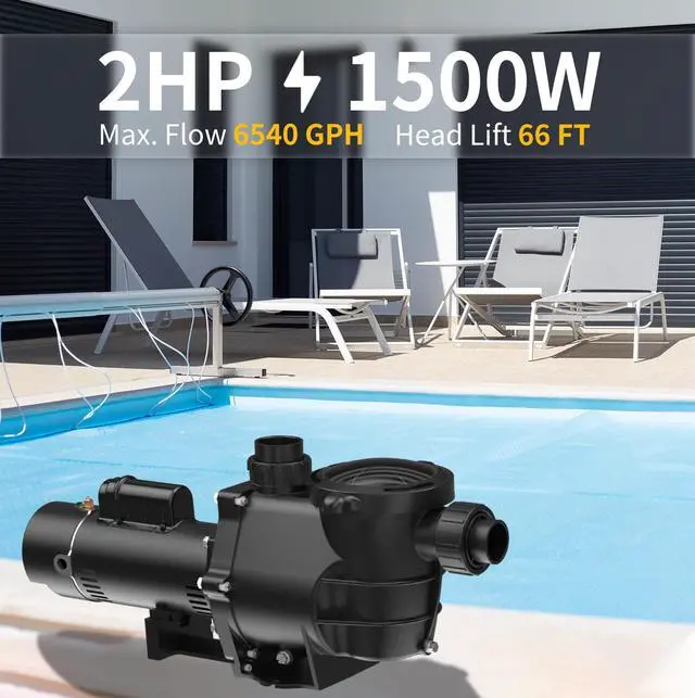 Alt view image 2 of 7 - 2.0HP 6540GPH Pool Pumps Above Ground and Inground, 1725RPM/3450RPM 2-Speed Swimming Pool Pumps, Super Power, Salt/Fresh Water, IP44 Waterproof, Energy Saving