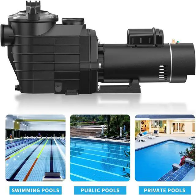 Alt view image 6 of 7 - 2.5HP 6420GPH Pool Pumps Above Ground and Inground, 115v/230v Dual Voltage Swimming Pool Pumps, Super Power, Salt/Fresh Water, IP44 Waterproof, Energy Saving