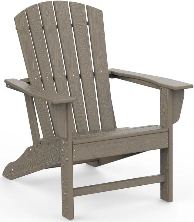Main image of Adirondack Chairs, HDPE All-Weather Fire Pit Chairs, Plastic Campfire Chair for Deck Backyard Patio Outdoor Poolside Porch Lawn Outside, Brown