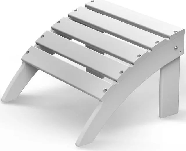 Main image of dirondack Ottoman, HDPE All Weather Outdoor Adirondack Chair Footrest, Plastic Folding Footstool for Deck Backyard Patio Outdoor Poolside Porch Lawn Indoor, 19.7 inch Width, White 1 Pcs