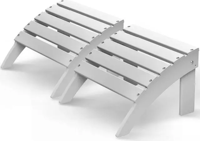Main image of dirondack Ottoman, HDPE All Weather Outdoor Adirondack Chair Footrest, Plastic Folding Footstool for Deck Backyard Patio Outdoor Poolside Porch Lawn Indoor, 19.7 inch Width, White 2 PCS