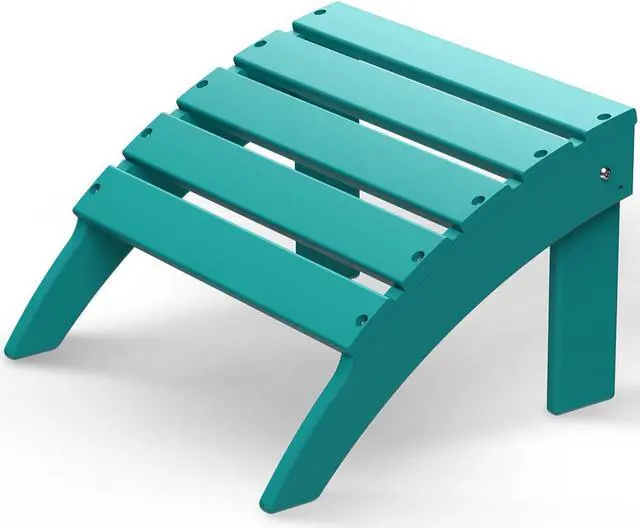 Main image of Adirondack Ottoman, HDPE All Weather Outdoor Adirondack Chair Footrest for Deck Backyard Patio Outdoor Poolside Porch Lawn Indoor, 19.7 inch Width,  Aqua 1PCS
